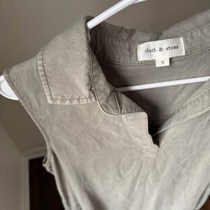 Anthropologie Cloth & Stone Gray Sleeveless Collared Dress with Pockets